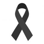 Black mourning ribbon isolated on white background. Flat style vector illustration.
